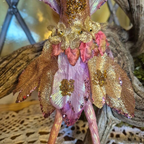 Vintage Pink Flower Fairy Ornament - Picture 7 of 12